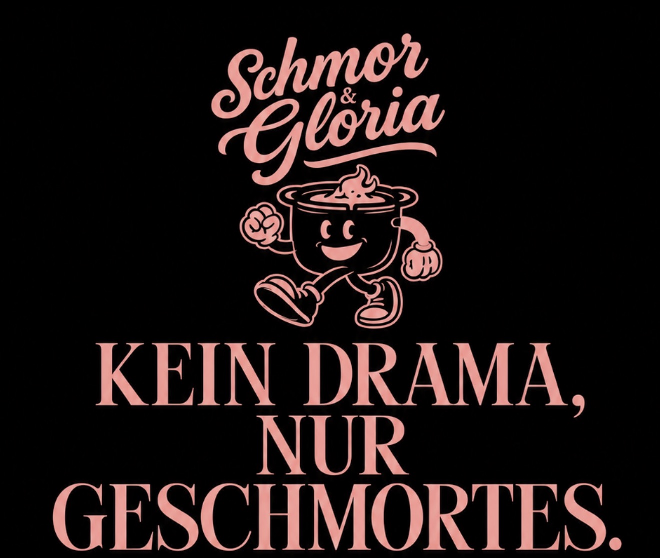 Schmor & Gloria – Original-Logo mit fröhlichem Schmortopf